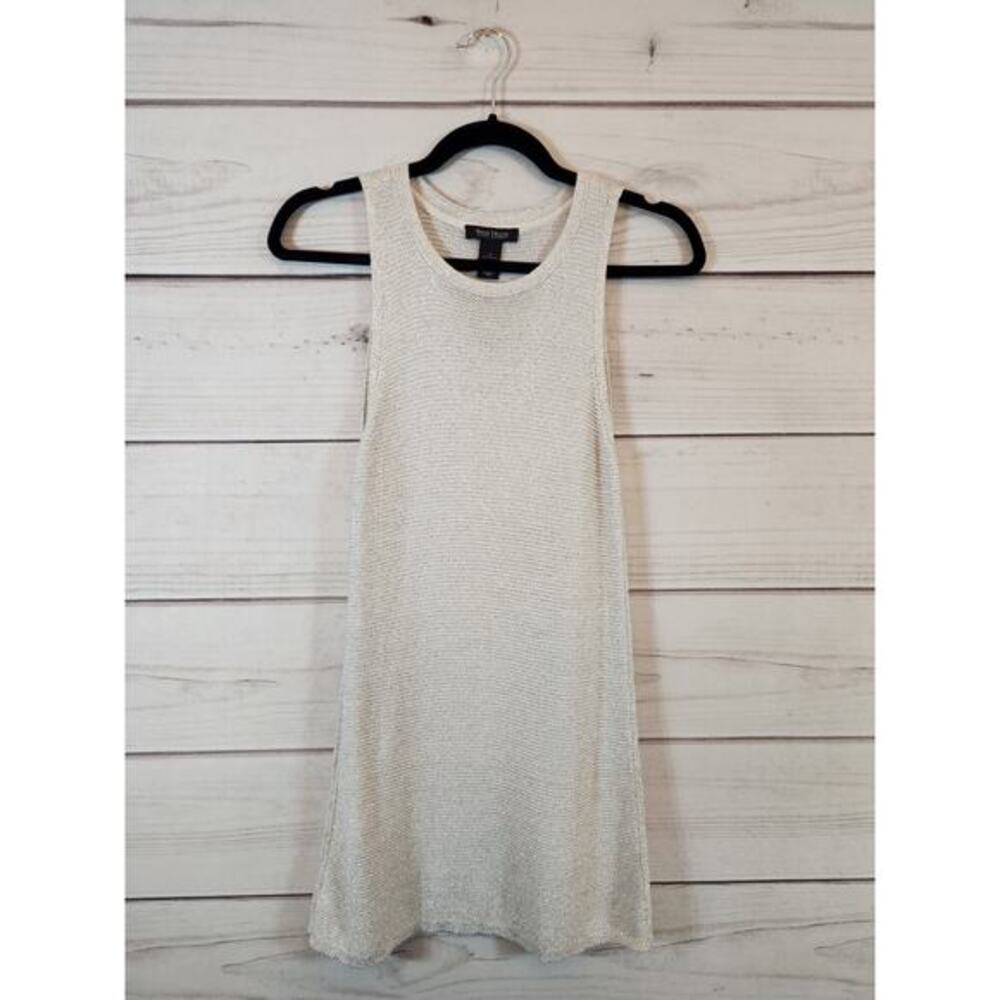White House Black Market Womens Beige Knit Sleeveless Crew Neck Mini Dress Small